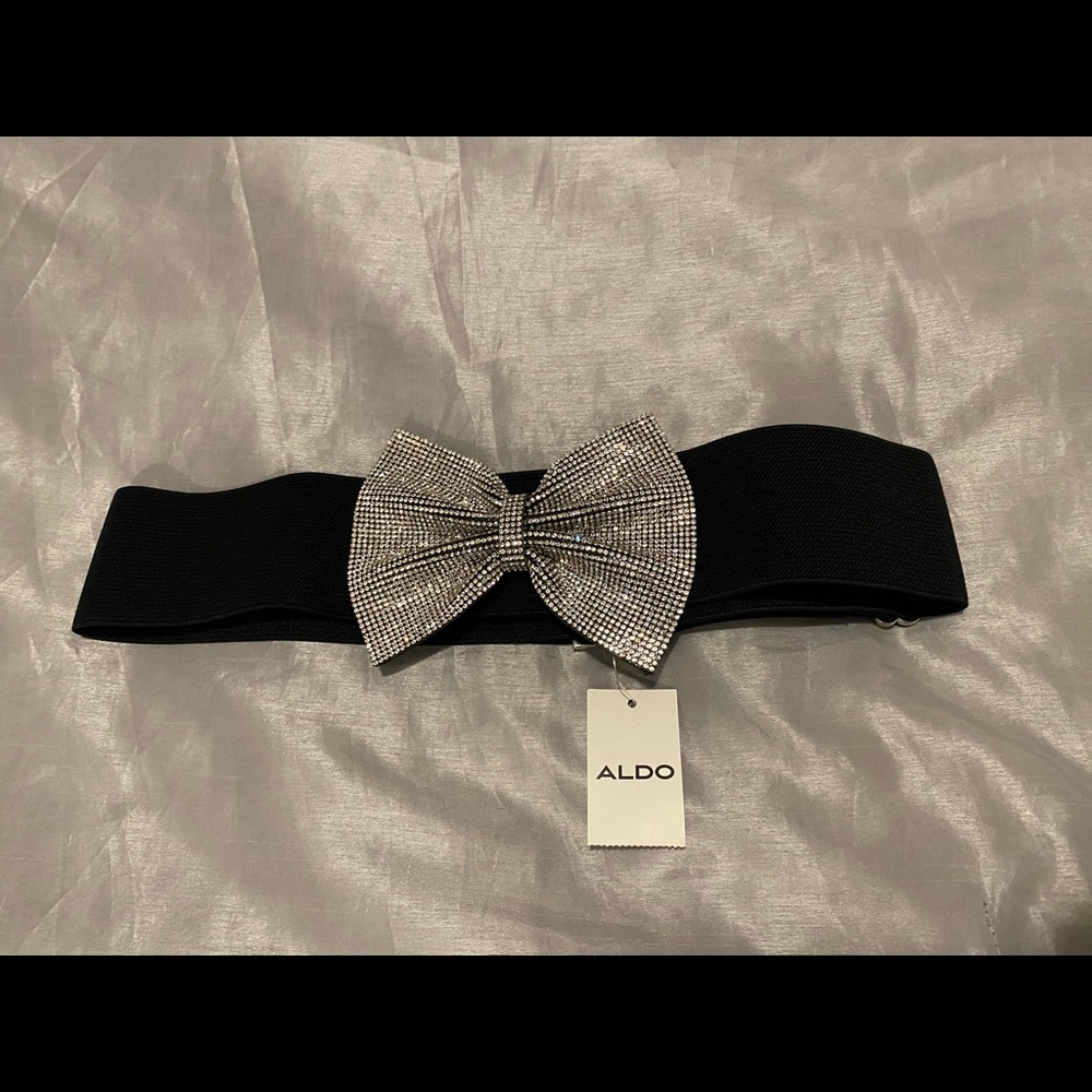 Aldo Black Bow Stretchy Belt